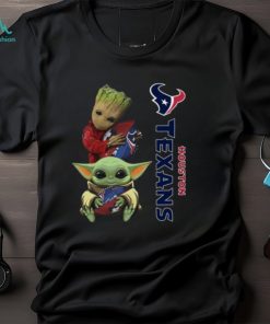Baby Yoda And Groot Hug Houston Texans Shirt