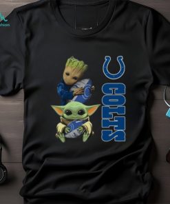 Baby Yoda And Groot Hug Indianapolis Colts Shirt