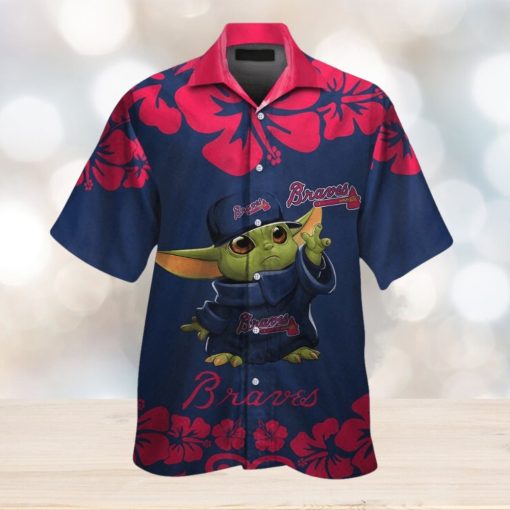 Baby Yoda Atlanta Braves Hawaiian Short Sleeve Tropical Shirt