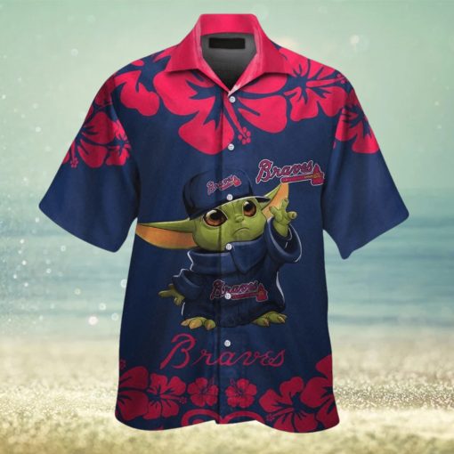 Baby Yoda Atlanta Braves Hawaiian Short Sleeve Tropical Shirt