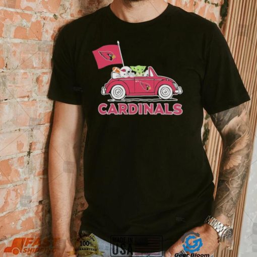 Baby Yoda Drive A Car Arizona Cardinals Football Flag Logo Shirt