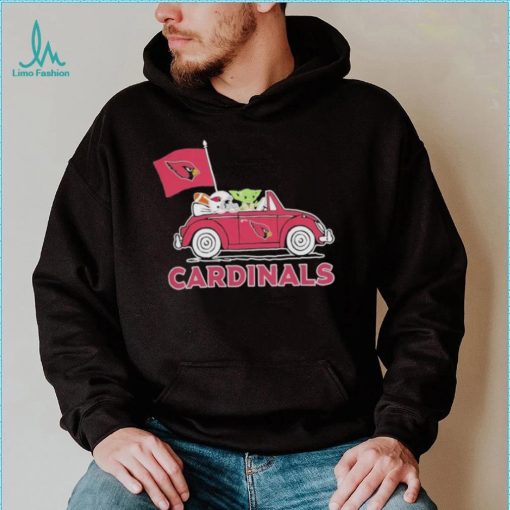 Baby Yoda Drive A Car Arizona Cardinals Football Flag Logo Shirt