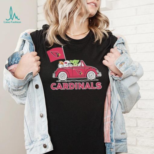 Baby Yoda Drive A Car Arizona Cardinals Football Flag Logo Shirt