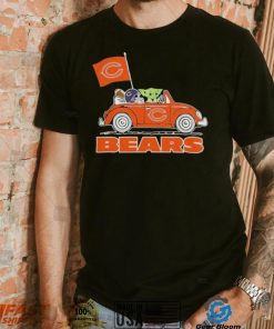 Baby Yoda Drive A Car Chicago Bears Football Flag Logo Shirt