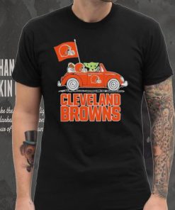 Baby Yoda Drive A Car Cleveland Browns Football Flag Logo Shirt