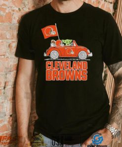 Baby Yoda Drive A Car Cleveland Browns Football Flag Logo Shirt
