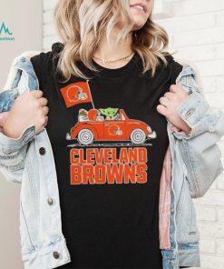 Baby Yoda Drive A Car Cleveland Browns Football Flag Logo Shirt