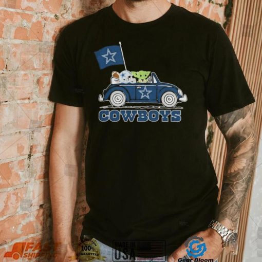 Baby Yoda Drive A Car Dallas Cowboys Football Flag Logo Shirt