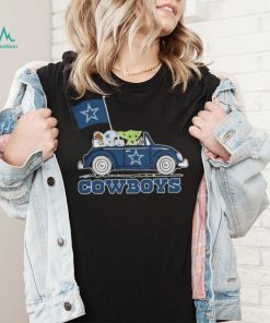 Baby Yoda Drive A Car Dallas Cowboys Football Flag Logo Shirt