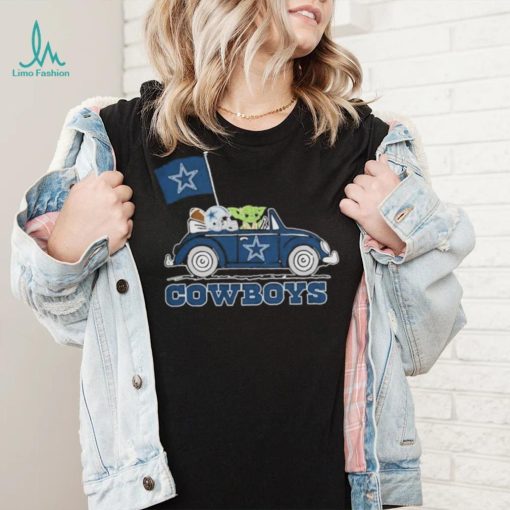 Baby Yoda Drive A Car Dallas Cowboys Football Flag Logo Shirt