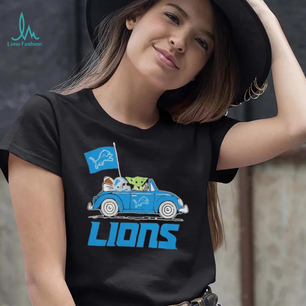 Baby Yoda Drive A Car Detroit Lions Football Flag Logo Shirt Baby Yoda Drive A Car Detroit Lions Football Flag Logo Shirt