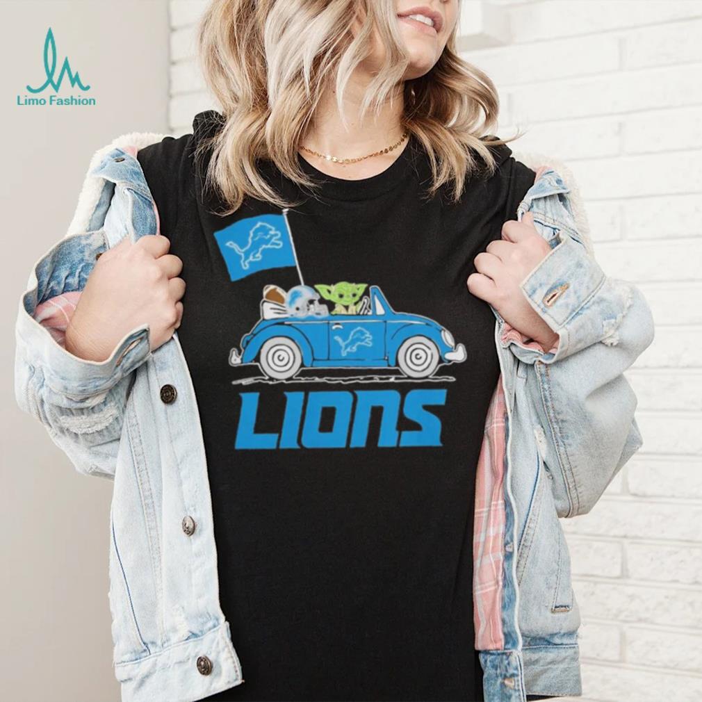 Baby Yoda Drive A Car Detroit Lions Football Flag Logo Shirt Baby Yoda Drive A Car Detroit Lions Football Flag Logo Shirt