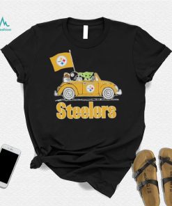 Baby Yoda Drive A Car Pittsburgh Steelers Football Flag Logo Shirt