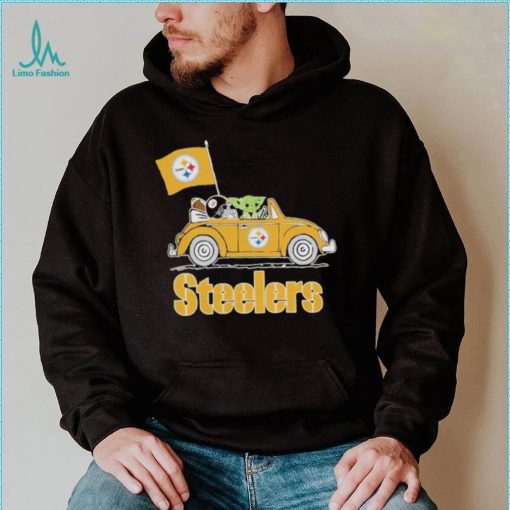 Baby Yoda Drive A Car Pittsburgh Steelers Football Flag Logo Shirt