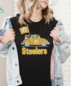 Baby Yoda Drive A Car Pittsburgh Steelers Football Flag Logo Shirt