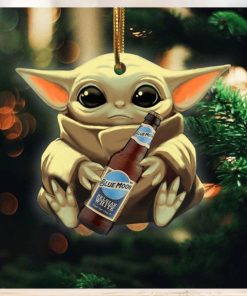 Baby Yoda Hug Blue Moon Belgian White For Beer Lovers 2023 Christmas Star Wars Gift Ornament