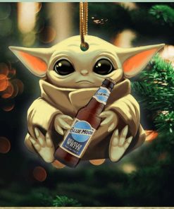 Baby Yoda Hug Blue Moon Belgian White For Beer Lovers 2023 Christmas Star Wars Gift Ornament