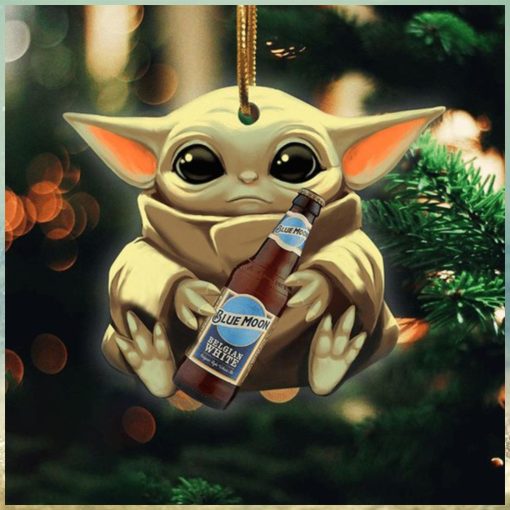 Baby Yoda Hug Blue Moon Belgian White For Beer Lovers 2023 Christmas Star Wars Gift Ornament