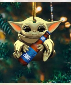 Baby Yoda Hug Bud Light Ultra For Beer Lovers 2023 Christmas Star Wars Gift Ornament