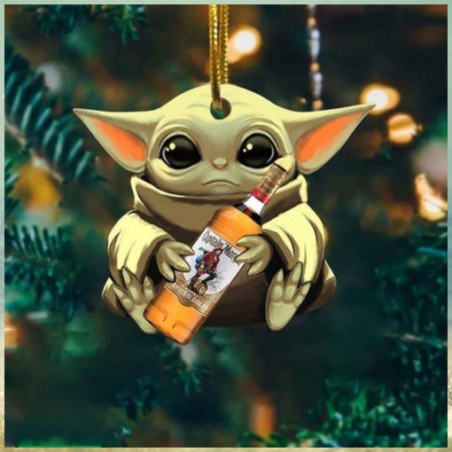 Baby Yoda Hug Captain Morgan For Whiskey Lovers 2023 Christmas Star Wars Gift Ornament