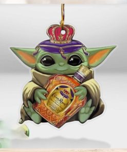 Baby Yoda Hug Crown Royal For Whiskey Lovers 2023 Christmas Star Wars Gift Ornament