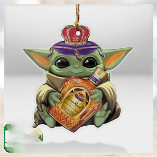 Baby Yoda Hug Crown Royal For Whiskey Lovers 2023 Christmas Star Wars Gift Ornament