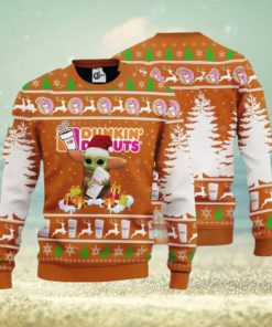 Baby Yoda Hug Dunkin’ Donuts Christmas Ugly Wool Sweater