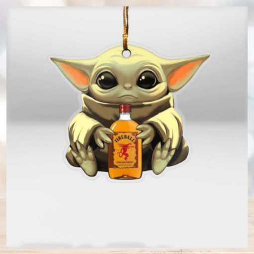 Baby Yoda Hug Fireball For Whiskey Lovers 2023 Christmas Star Wars Gift Ornament