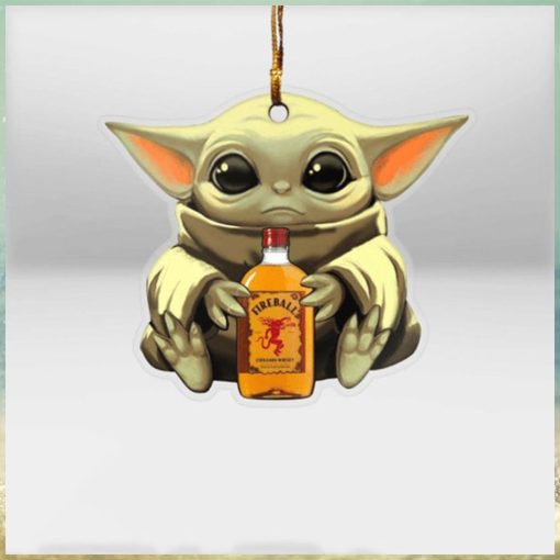 Baby Yoda Hug Fireball For Whiskey Lovers 2023 Christmas Star Wars Gift Ornament