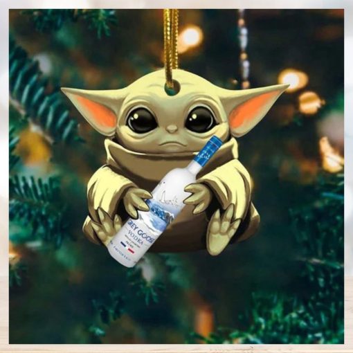 Baby Yoda Hug Goose Grey Goose Vodka For Whiskey Lovers 2023 Christmas Star Wars Gift Ornament