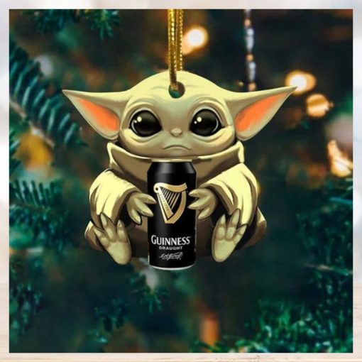 Baby Yoda Hug Guinness Draught For Beer Lovers 2023 Christmas Star Wars Gift Ornament