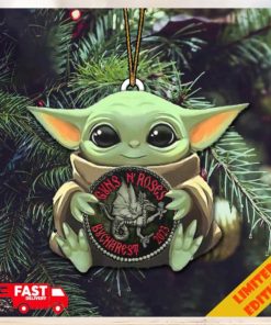 Baby Yoda Hug Guns N Roses Bucharest Romania Logo 2023 Christmas Tree Decorations Ornament