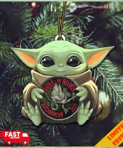 Baby Yoda Hug Guns N Roses Bucharest Romania Logo 2023 Christmas Tree Decorations Ornament