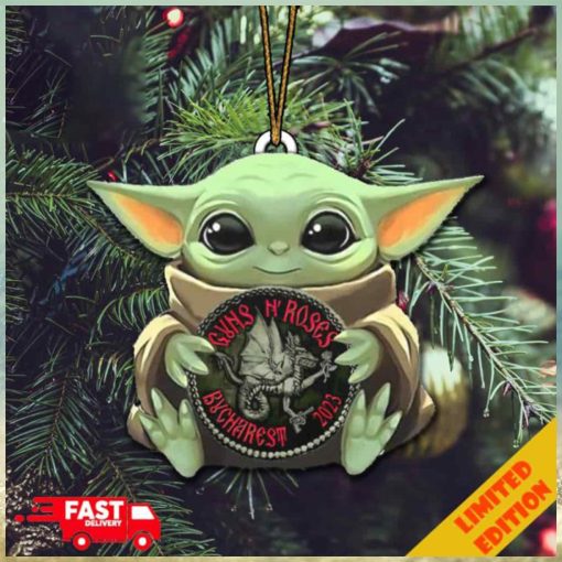 Baby Yoda Hug Guns N Roses Bucharest Romania Logo 2023 Christmas Tree Decorations Ornament