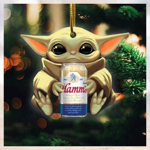 Baby Yoda Hug Hamm’s Brewery Christmas Star Wars Gift For Beer Lovers 2023 Xmas Ornament