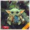 Baby Yoda Hug Guns N Roses Logo For Fans Christmas Tree Decorations 2023 Holiday Ornament