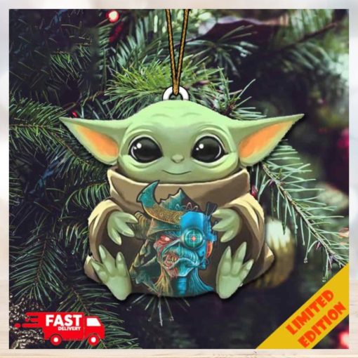 Baby Yoda Hug Iron Maiden The Future Past Tour 2023 Logo Christmas Tree Decorations Ornament