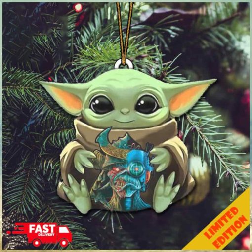 Baby Yoda Hug Iron Maiden The Future Past Tour 2023 Logo Christmas Tree Decorations Ornament