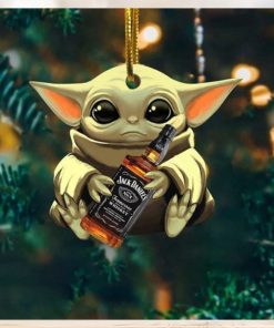 Baby Yoda Hug Jack Daniels For Whiskey Lovers 2023 Christmas Star Wars Gift Ornament