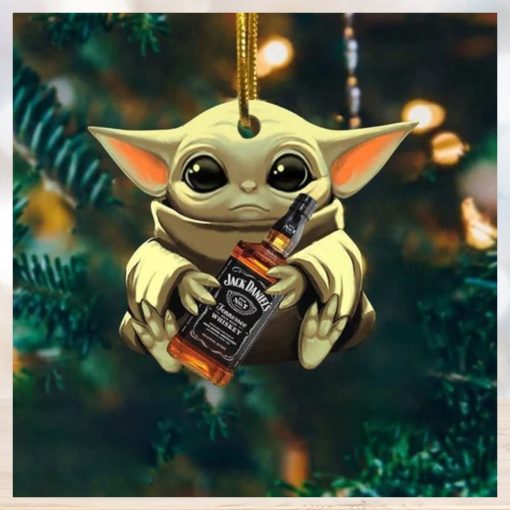 Baby Yoda Hug Jack Daniels For Whiskey Lovers 2023 Christmas Star Wars Gift Ornament