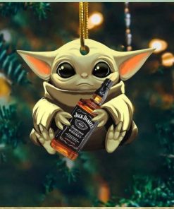 Baby Yoda Hug Jack Daniels For Whiskey Lovers 2023 Christmas Star Wars Gift Ornament