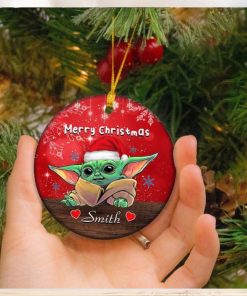 Baby Yoda Mandalorian Christmas 2023 Custom Name Star Wars Xmas Gift Ornament