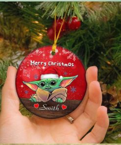 Baby Yoda Mandalorian Christmas 2023 Custom Name Star Wars Xmas Gift Ornament
