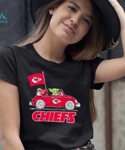 Baby Yoda drive a car Kansas City Chiefs football flag logo shirt