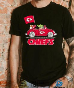 Baby Yoda drive a car Kansas City Chiefs football flag logo shirt
