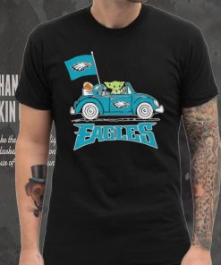 Baby Yoda drive a car Philadelphia Eagles football flag logo shirt