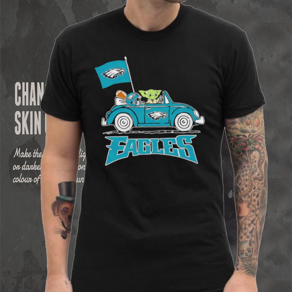 Baby Yoda drive a car Philadelphia Eagles football flag logo shirt Baby Yoda drive a car Philadelphia Eagles football flag logo shirt