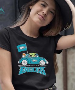 Baby Yoda drive a car Philadelphia Eagles football flag logo shirt
