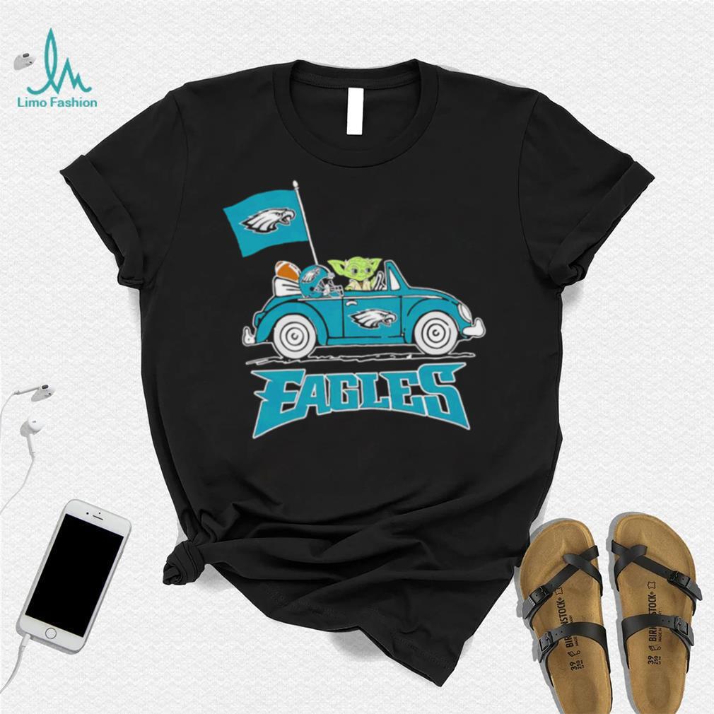 Baby Yoda drive a car Philadelphia Eagles football flag logo shirt Baby Yoda drive a car Philadelphia Eagles football flag logo shirt
