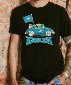 Baby Yoda drive a car Philadelphia Eagles football flag logo shirt